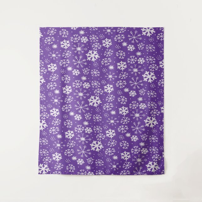 Tenture Tempête de flocons de neige avec fond violet (Devant)