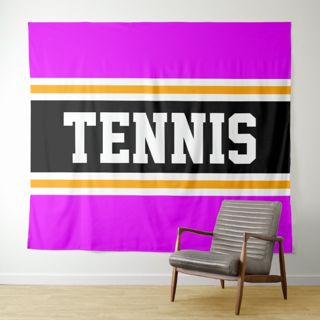 Tenture TENNIS Fun Sportatif Rose clair Stripes Jaune Noir (En situation (horizontale))