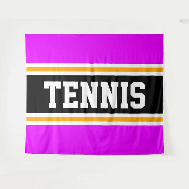 Tenture TENNIS Fun Sportatif Rose clair Stripes Jaune Noir (Devant (Horizontal))