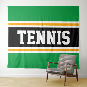 Tenture TENNIS Sportif Vert clair Noir Jaune Stripes
