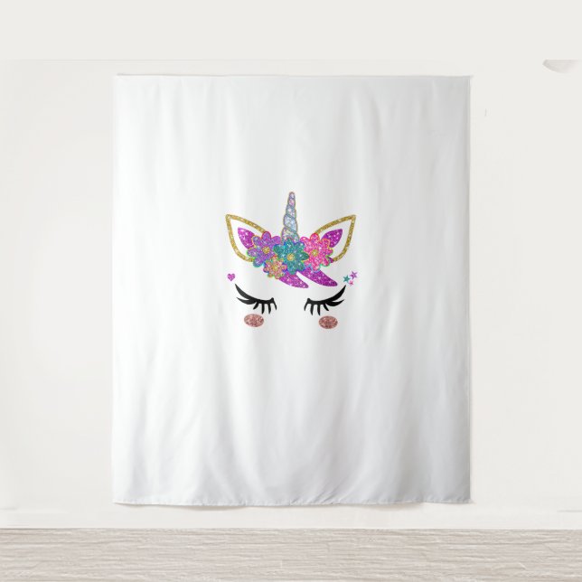 Tenture Tenue de fête d'anniversaire licorne mignonne (Devant)