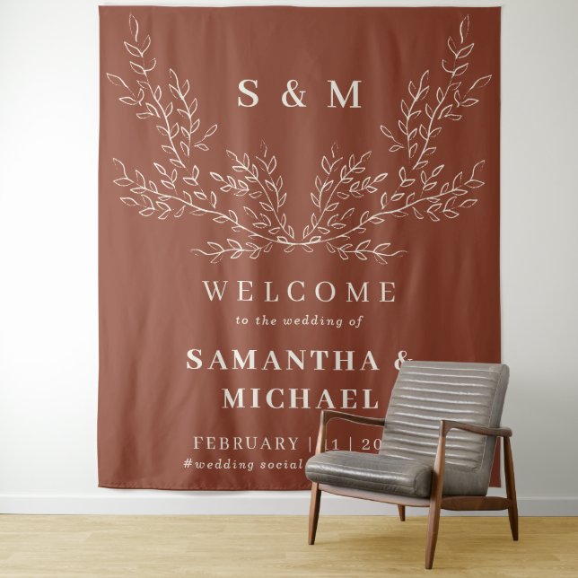 Tenture Terracotta Bienvenue au mariage Ivy (En situation)