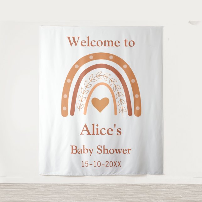 Tenture Terracotta et pêche bohème arc-en-ciel de bienvenu (Devant)