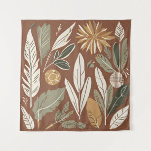 Tenture Terracotta Fleur sauvage Boho Rustique Mur Éclecti