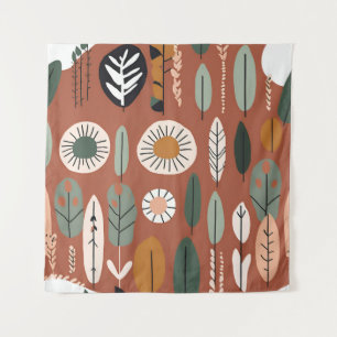 Tenture Terracotta Fleur sauvage Boho Rustique Mur Éclecti