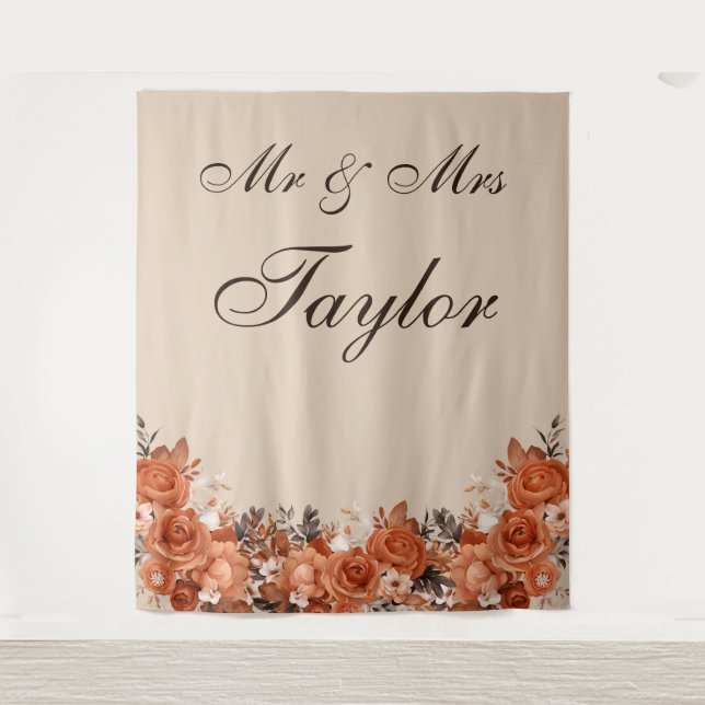 Tenture Terracotta légère et Mariage orange brûlé arrière- (Devant)