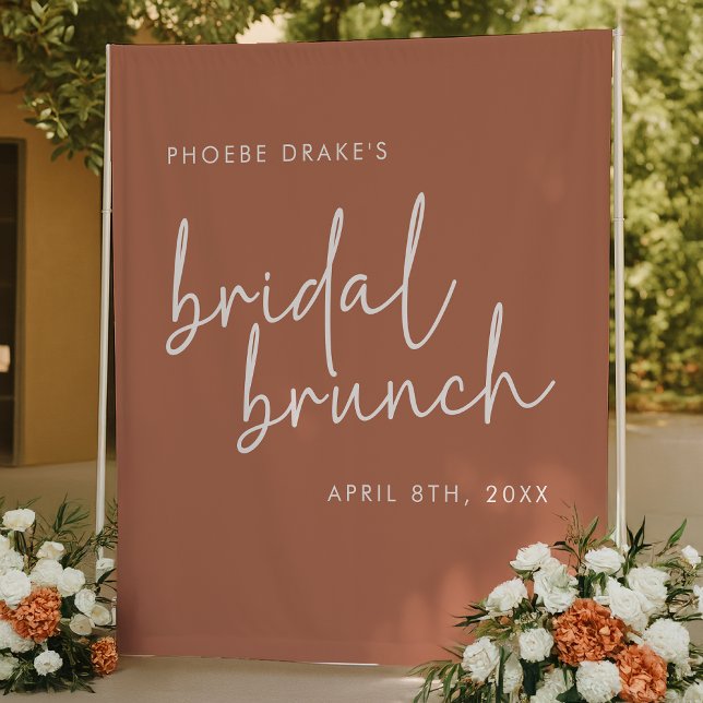 Tenture Terracotta Script minimal Bridal Brunch fond (Créateur téléchargé)