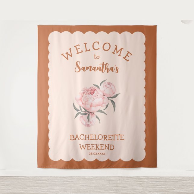 Tenture Terrasse en terre cuite rose Floral Blush Pink pou (Devant)