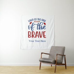 Tenture Terre des libres grâce aux courageux rouge bleu