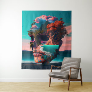 Tenture Tête de crâne colorée