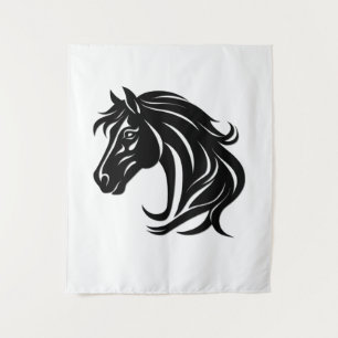 Tenture Tête de magnifique cheval noir  