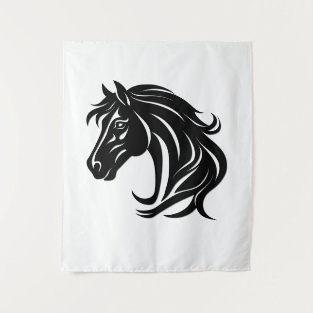 Tenture Tête de magnifique cheval noir   (Devant)