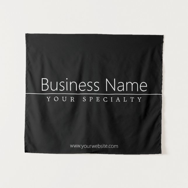 Tenture Texte blanc classique simple en noir (Devant (Horizontal))