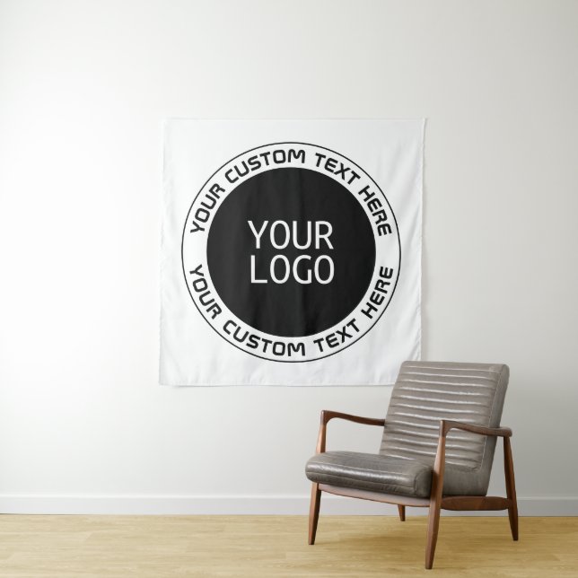 Tenture Texte circulaire modifiable & logo remplaçable | N (En situation)