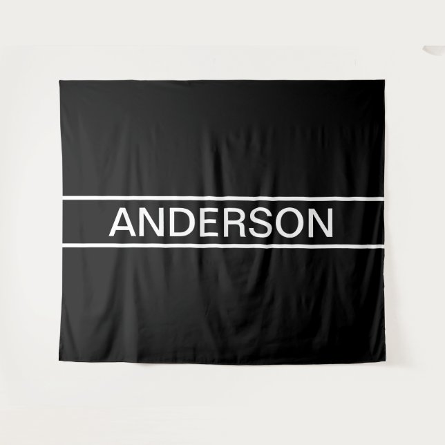 Tenture Texte personnalisable | Bold Modern Black & White (Devant (Horizontal))