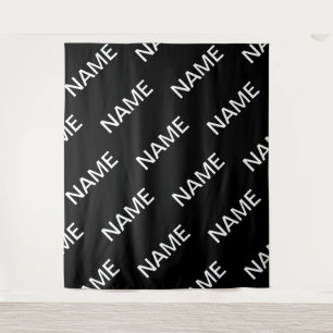 Tenture Texte personnalisable   Bold Modern Black & White