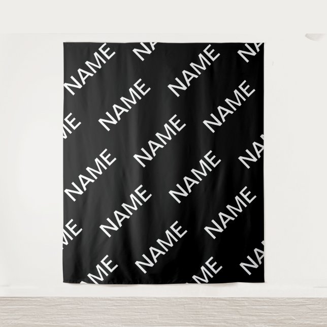 Tenture Texte personnalisable | Moderne gras Noir & Blanc (Devant)