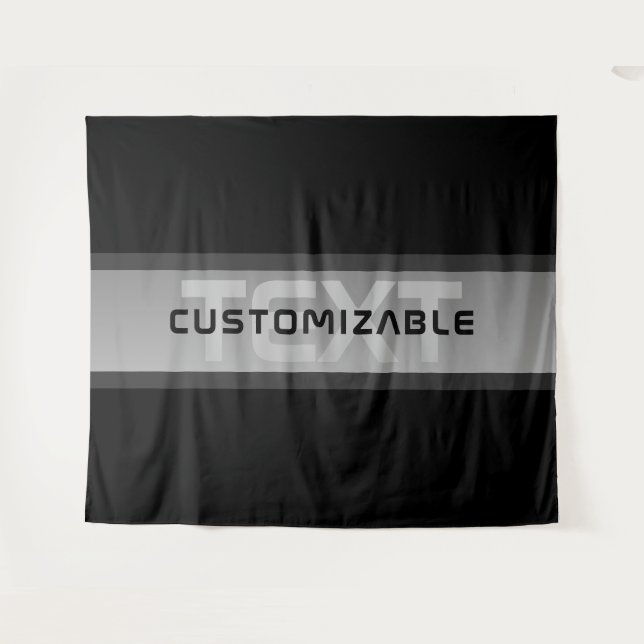 Tenture Texte superposé personnalisable moderne | Noir & G (Devant (Horizontal))