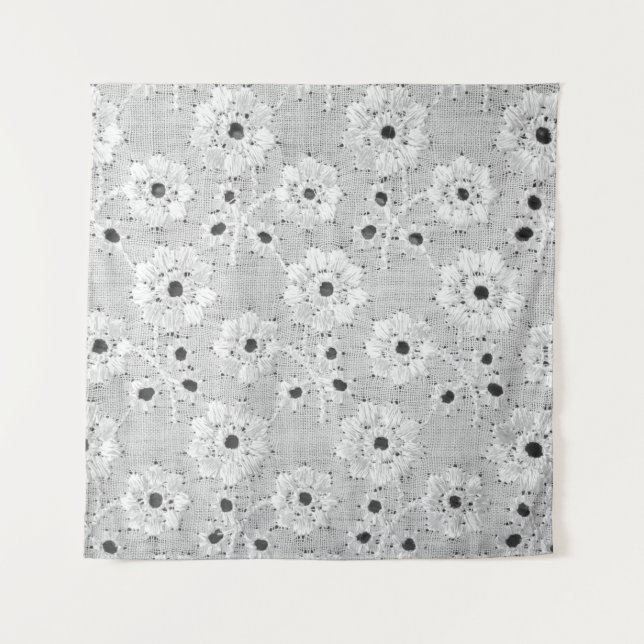 Tenture Texture de dentelle fine en tissu blanc avec éléga (Devant)