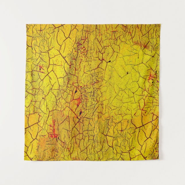 Tenture Texture de la vieille peinture jaune craquelé abst (Devant)