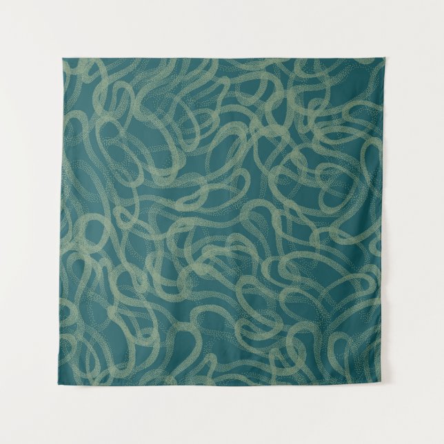 Tenture Texture étouffée complexe, abstraite turquoise (Devant)