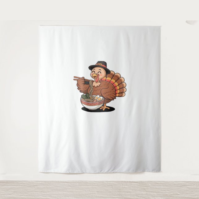 Tenture thaiksgiving turkey eats ramen Oversize T-shirt (Devant)