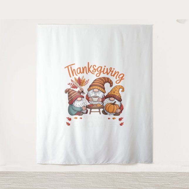 Tenture Thanksgiving Gnome Fall Leopard Turkey Essentiel T (Devant)