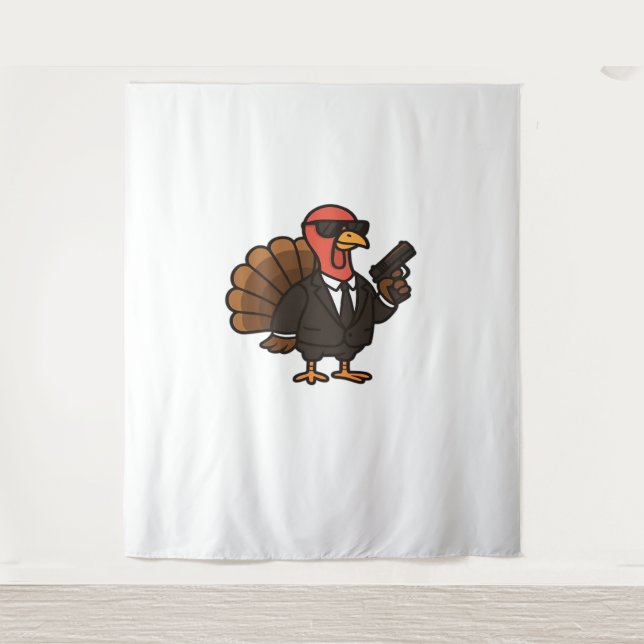 Tenture Thanksgiving Secret Agent Turkey Classic T-Shirt (Devant)