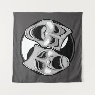 Tenture Théâtre comique et tragique Masques Yin Yang Desig