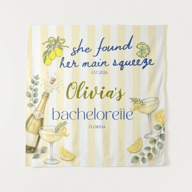 Tenture thème citron elle a trouvé son petit ami jaune (Devant)
