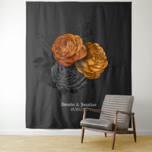 Tenture Thème de mariage gothique chic orange et noir