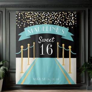 Tenture Thème de tapis Turquoise personnalisé Sweet 16 fon