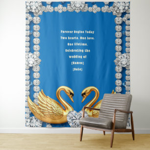 Tenture Thème de toile de fond de mariage Cœur de Cygne Do