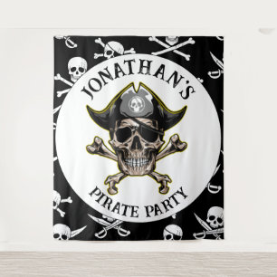Tenture Thème pirate Parti Skull adulte.Bones fond