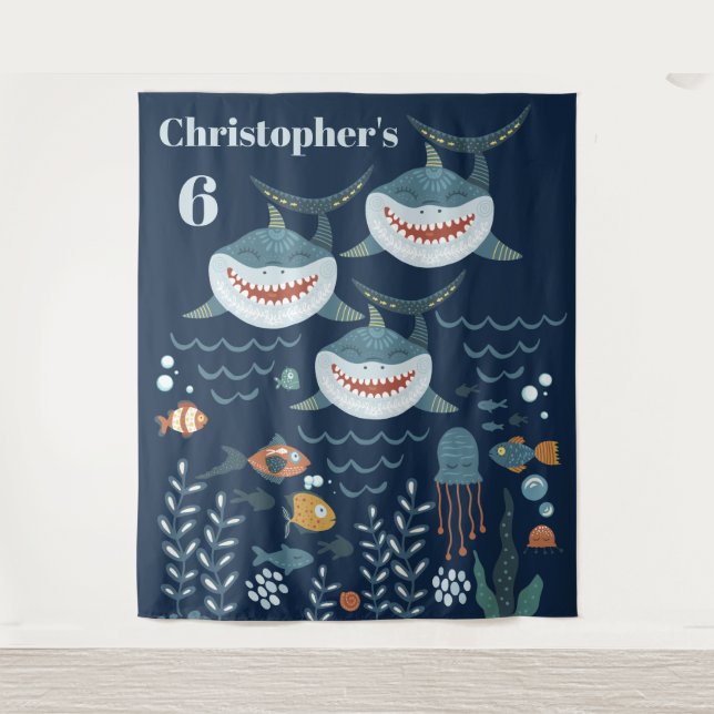 Tenture Thème requin bricolage âge sous la mer enfants (Devant)