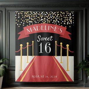 Tenture Thème Tapis Rouge Personnalisé pour Sweet 16