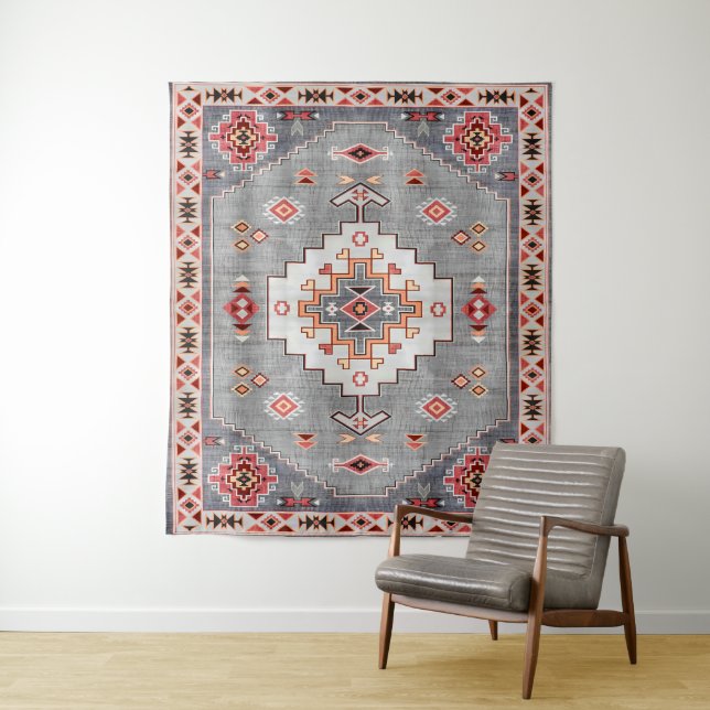 Tenture Threads intemporels : Patrimoine Boho Geometry mar (En situation)