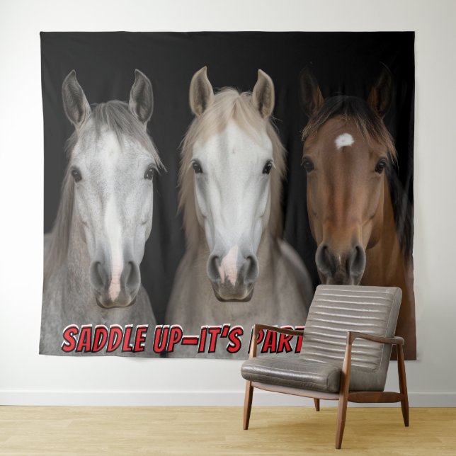 Tenture Three Horses Party Time Photo Backdrop  (En situation (horizontale))