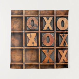 Tenture tic-tac-toe ou nouilles et croix jeu - vintage
