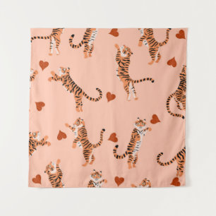Tenture Tigers Feuilles d'automne : Motif de saut Vintage