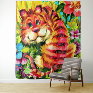 Tenture tigre coloré