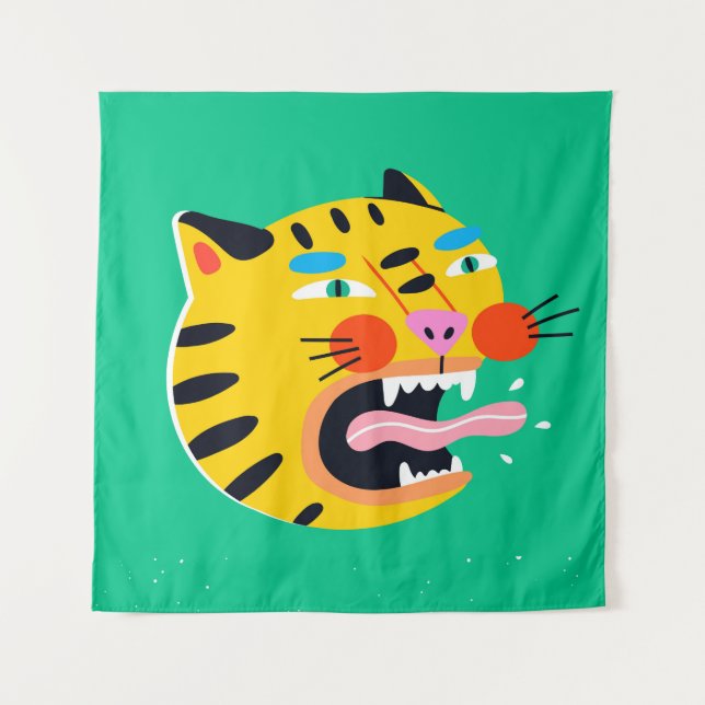 Tenture Tigre drôle Abstrait (Devant)