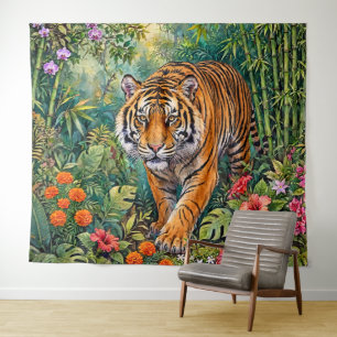 Tenture Tigre du Bengale Bambou Vibrant Jungle