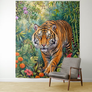 Tenture Tigre du Bengale Bambou Vibrant Jungle