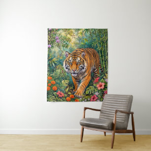 Tenture Tigre du Bengale Bambou Vibrant Jungle