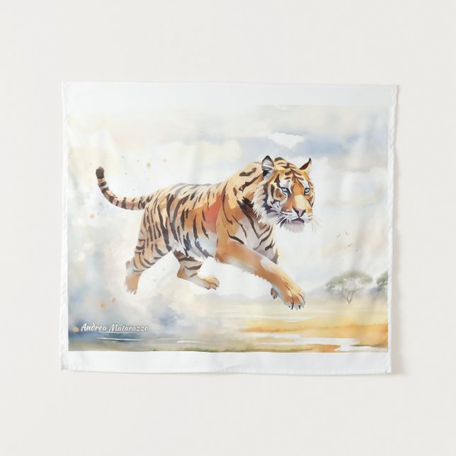 Tenture Tigre en action 2 (Devant (Horizontal))