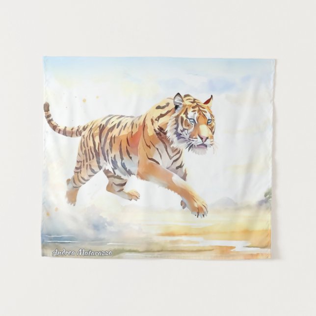Tenture Tigre en action 3 (Devant (Horizontal))