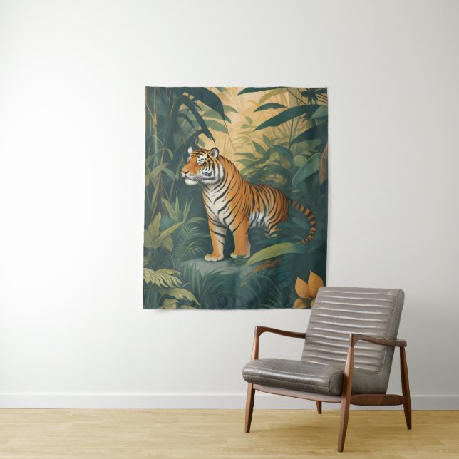 Tenture Tigre majestueux dans la Jungle Elégant Art de la  (En situation)