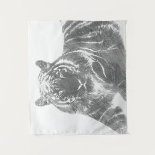 Tenture Tigre noir et blanc