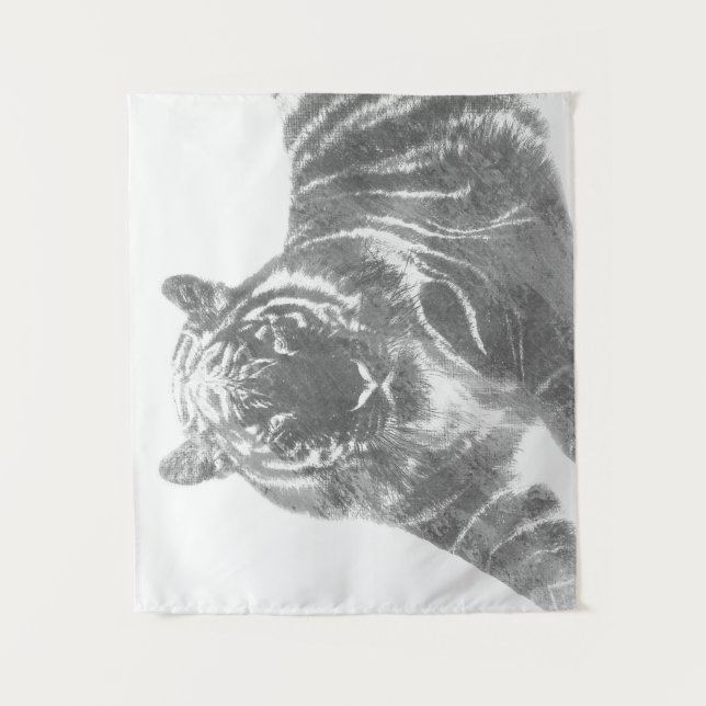 Tenture Tigre noir et blanc (Devant)
